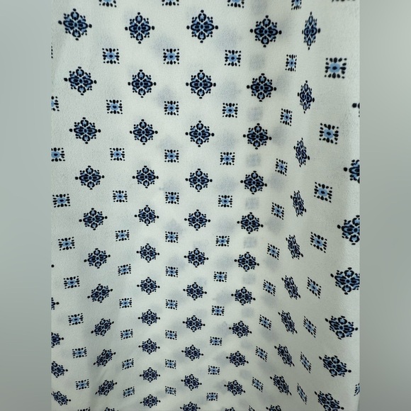 Pleione women’s white and blue printed long sleeve business casual blouse Size M - Picture 5 of 7